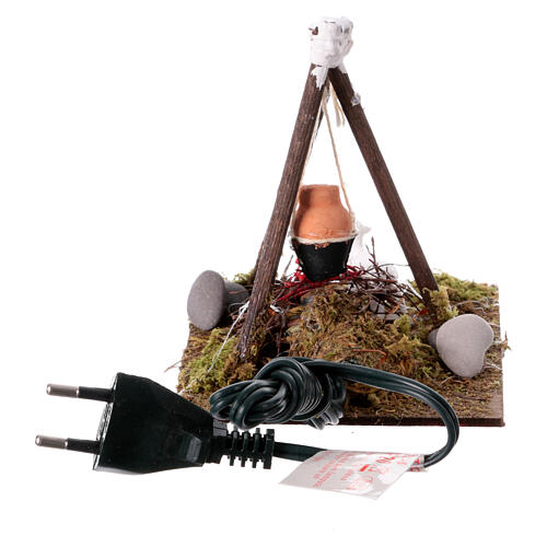 Bivouac with fire and sheep for 10-12 cm Neapolitan Nativity Scene, 12x12x10 cm 4