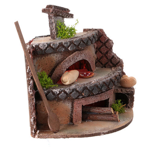 Wood oven with flickering light for 10 cm Neapolitan Nativity Scene, 15x15x10 cm 3