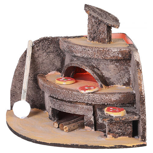 Horno de leña belén 10 cm napolitano fuego parpadeante 15x15x10 cm 2