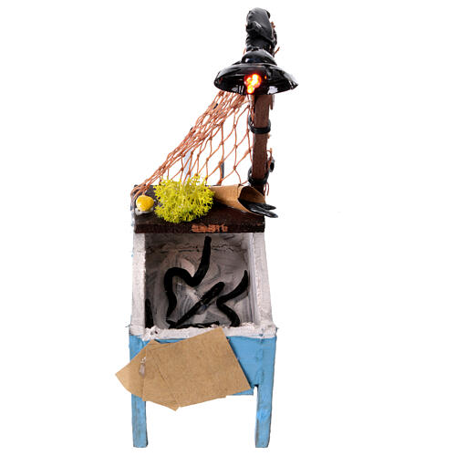 Banco anguille presepe 12 cm Napoli illuminato 15x10x5 cm 1