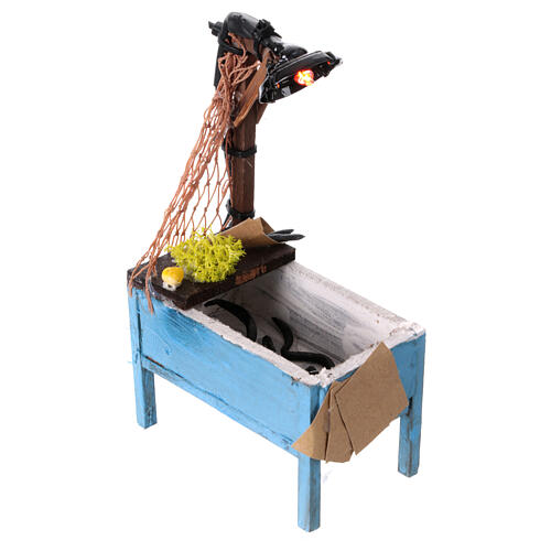 Banco anguille presepe 12 cm Napoli illuminato 15x10x5 cm 3