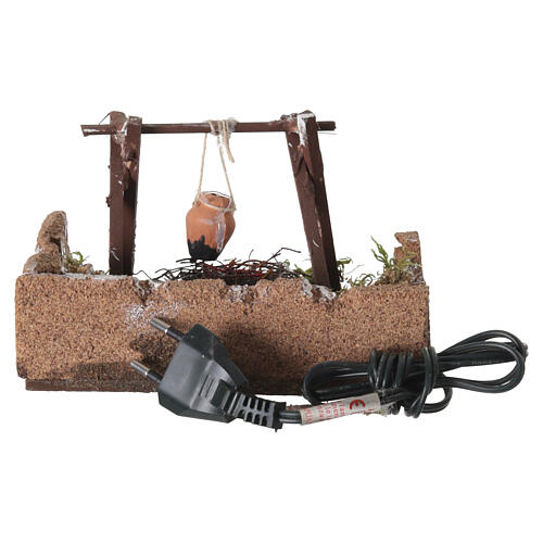 Pentola al fuoco presepe Napoli 10-12 cm illuminato 10x15x10 cm 4