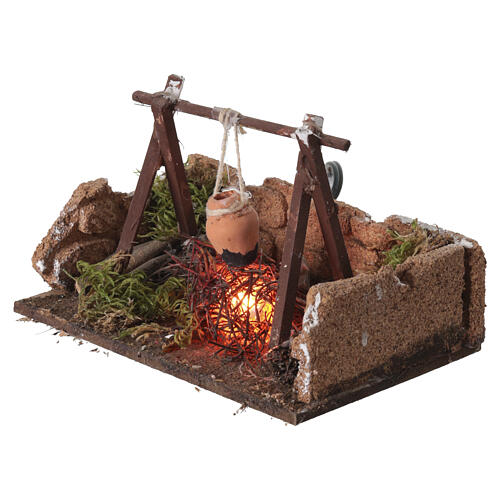 Fire pot Nativity scene Naples 10-12 cm illuminated 10x15x10 cm 2