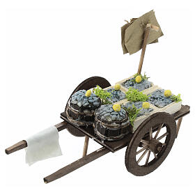 Carro mercato pesce azzurro cassetta presepe 10 cm Napoli 10x15x10 cm