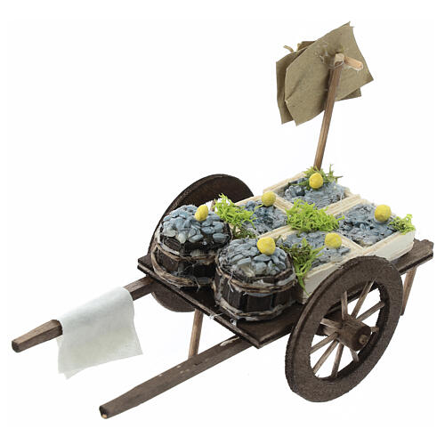 Carro mercato pesce azzurro cassetta presepe 10 cm Napoli 10x15x10 cm 1