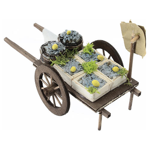 Carro mercato pesce azzurro cassetta presepe 10 cm Napoli 10x15x10 cm 3
