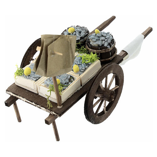 Carro mercato pesce azzurro cassetta presepe 10 cm Napoli 10x15x10 cm 4