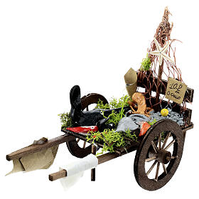 Carro presepe 10 cm pesce mercato Napoli 10x15x5 cm