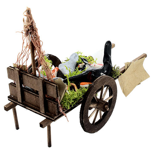 Carro presépio napolitano 10 cm peixe mercado 10x15x5 cm 3