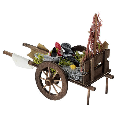 Carro pescivendolo presepe 10 cm Napoli 10x15x5 cm 5