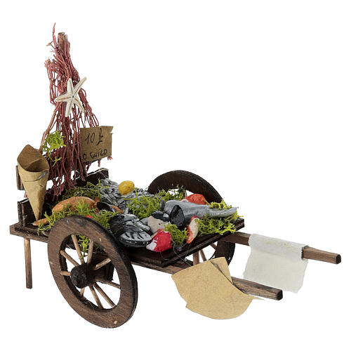 Carro peixeiro presépio napolitano 10 cm 10x15x5 cm 3