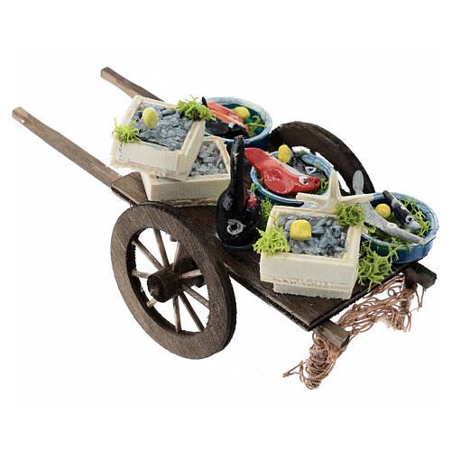 Nativity fishmonger's wagon 10 cm Naples 10x15x5 cm 3