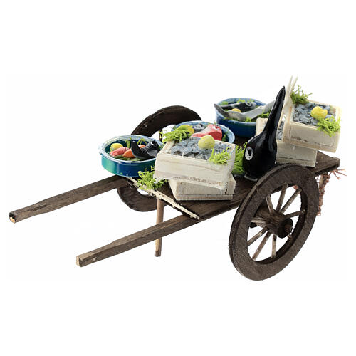 Nativity fishmonger's wagon 10 cm Naples 10x15x5 cm 4