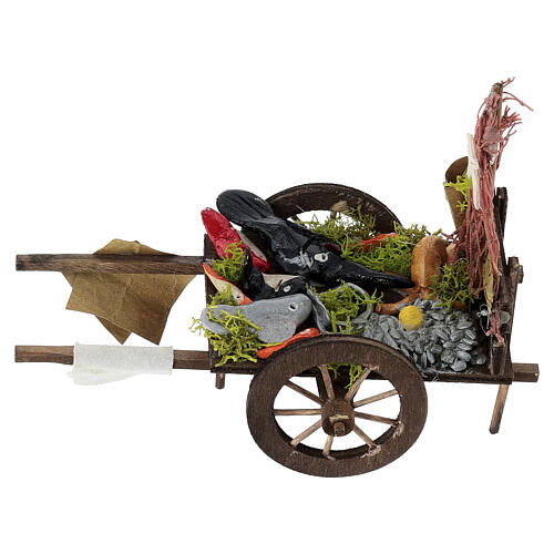 Nativity fishmonger's wagon 10 cm Naples 10x15x5 cm 4