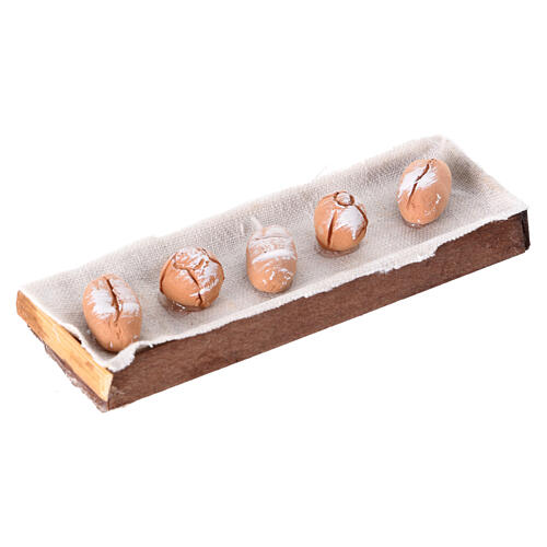 Brotkörbe mit Gebäck und Broten, Set 3-teilig, Krippenzubehör, neapolitanischer Stil, für 8-10 cm Krippe, 1x10x3 cm 2