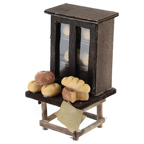 Kitchen dresser with bread for 10 cm Neapolitan Nativity Scene, 10x5x5 cm 2