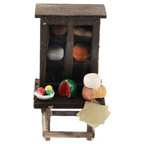 Kitchen dresser with fruits and cheese for 10 cm Neapolitan Nativity Scene, 10x5x5 cm 1