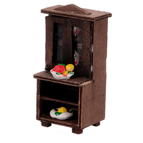 Miniatura kredensu do szopki 8 cm, drewno, terakota, Włochy 2