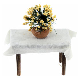 Table with flowers for 8 cm Neapolitan Nativity Scene, 8x5x3 cm