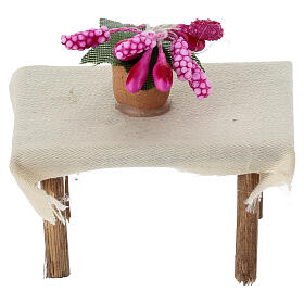 Tavolo fiori presepe napoletano 8 cm legno 8x5x3 cm