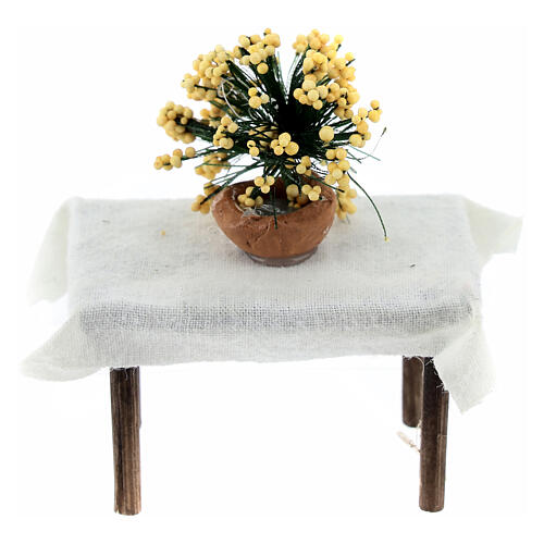 Mesa com flores presépio napolitano 8 cm madeira 8x5x3 cm 1