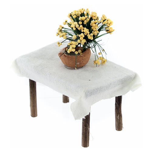 Mesa com flores presépio napolitano 8 cm madeira 8x5x3 cm 2