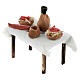 Gedeckter Tisch mit Spaghetti-Gericht, Krippenzubehör, neapolitanischer Stil, für 8 cm Krippe, 5x5x3 cm s3