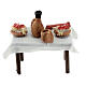 Gedeckter Tisch mit Spaghetti-Gericht, Krippenzubehör, neapolitanischer Stil, für 8 cm Krippe, 5x5x3 cm s4