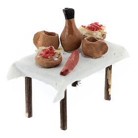 Mesa com pratos de espaguete presépio napolitano 8 cm