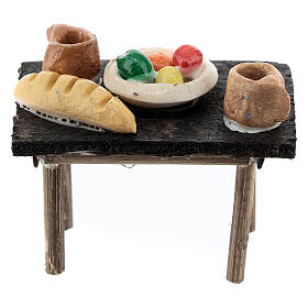 Table with food for 8 cm Neapolitan Nativity Scene, 5x5x3 cm