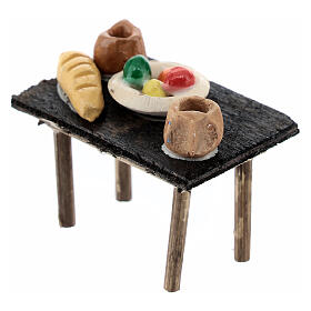 Table with food for 8 cm Neapolitan Nativity Scene, 5x5x3 cm