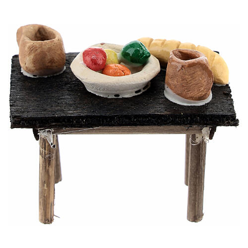 Table with food for 8 cm Neapolitan Nativity Scene, 5x5x3 cm 3