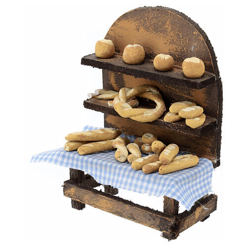Brot-Verkaufsstand, Krippenzubehör, neapolitanischer Stil, für 12 cm Krippe, 15x10x5 cm 2