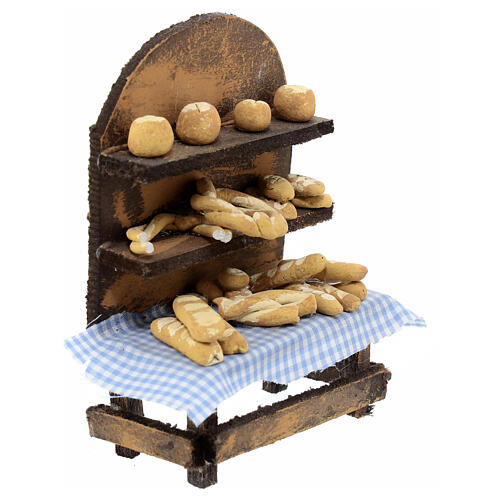 Brot-Verkaufsstand, Krippenzubehör, neapolitanischer Stil, für 12 cm Krippe, 15x10x5 cm 3