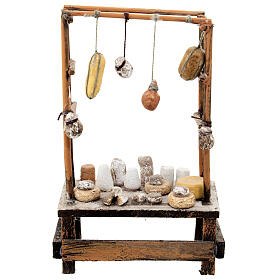 Käse-Verkaufsstand, Krippenzubehör, neapolitanischer Stil, für 12 cm Krippe, 15x10x5 cm