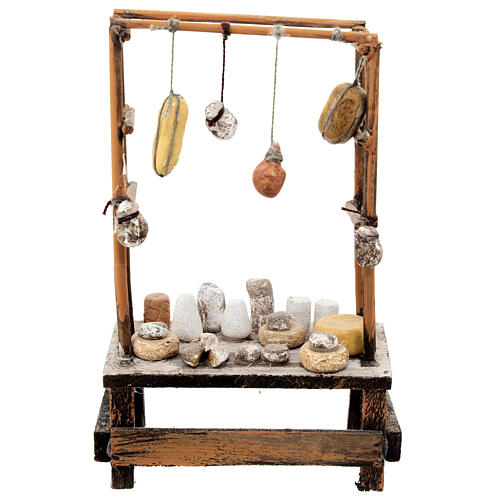 Käse-Verkaufsstand, Krippenzubehör, neapolitanischer Stil, für 12 cm Krippe, 15x10x5 cm 1