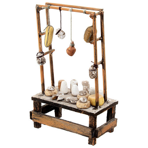 Banca queijo presépio napolitano 12 cm madeira terracota 15x10x5 cm 2