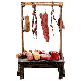 Fleisch-Verkaufsstand, Krippenzubehör, neapolitanischer Stil, für 12 cm Krippe, 15x10x5 cm