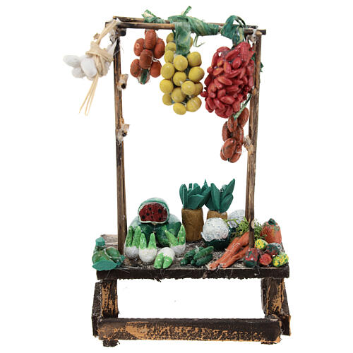 Gemüse-Verkaufsstand, Krippenzubehör, neapolitanischer Stil, für 12 cm Krippe, 15x10x5 cm 1