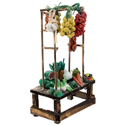 Gemüse-Verkaufsstand, Krippenzubehör, neapolitanischer Stil, für 12 cm Krippe, 15x10x5 cm 3