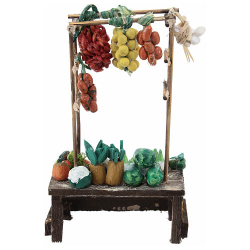 Gemüse-Verkaufsstand, Krippenzubehör, neapolitanischer Stil, für 12 cm Krippe, 15x10x5 cm 4