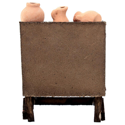 Verkaufsstand mit Terrakotta-Krügen, Krippenzubehör, neapolitanischer Stil, für 12 cm Krippe, 15x10x5 cm 4