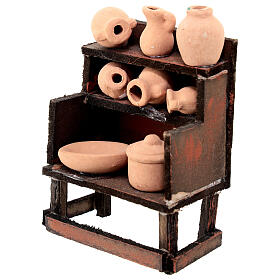 Stoisko z glinianymi naczyniami do szopki neapolitańskiej 12 cm, 15x10x5 cm