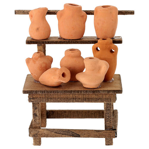 Stoisko z glinianymi naczyniami do szopki neapolitańskiej 12 cm, 15x10x5 cm 5