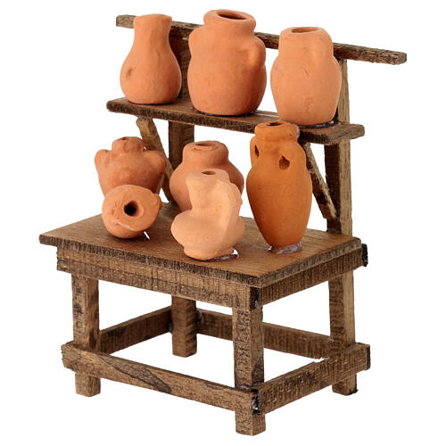 Stoisko z glinianymi naczyniami do szopki neapolitańskiej 12 cm, 15x10x5 cm 6