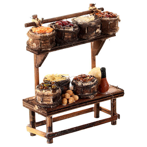 Marktstand mit Hülsenfrüchten und Getreide, 12 × 10 × 5,5 cm, neapolitanische Krippe 3