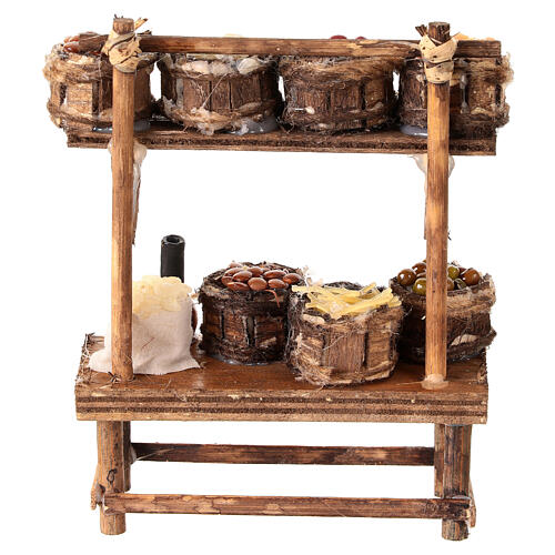 Marktstand mit Hülsenfrüchten und Getreide, 12 × 10 × 5,5 cm, neapolitanische Krippe 4