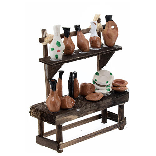 Banco stoviglie presepe 12 cm Napoli terracotta 15x10x5 cm 3