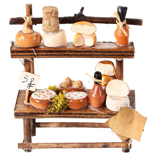 Étal fromager crèche napolitaine 12 cm terre cuite 15x10x5 cm 1