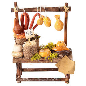 Market stall for 12 cm Neapolitan Nativity Scene, miniature terracotta food